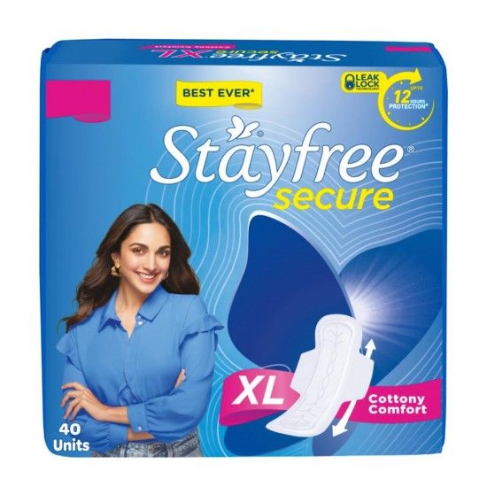 Picture of Stayfree Secure Cottony Sanitary Napkin with Wings (XL) 40 pads