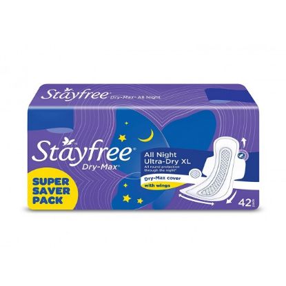 Picture of Stayfree All Night Ultra-Dry Max Sanitary Napkin with Wings (XL) 42 pad