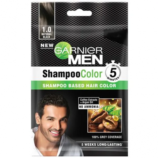 Picture of Garnier Men Shampoo Based Hair Colour Natural Black 10ml + 10ml