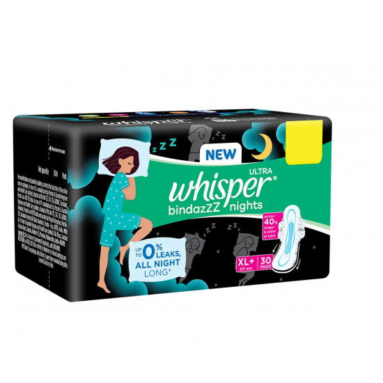 Osiamart . Whisper Ultra Bindazzz Nights Sanitary Pads (XL+) 30pand
