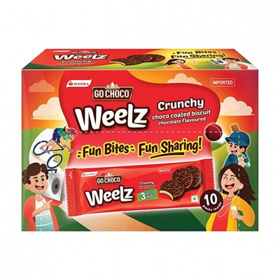 Picture of Go Choco Weelz Crunchy Chocolate Coated Biscuit 360gm (36g x Pack of 10) 