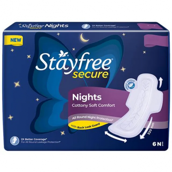 Picture of Stayfree Secure Nights Cottony Soft Comfort Sanitary Napkin 6 pads