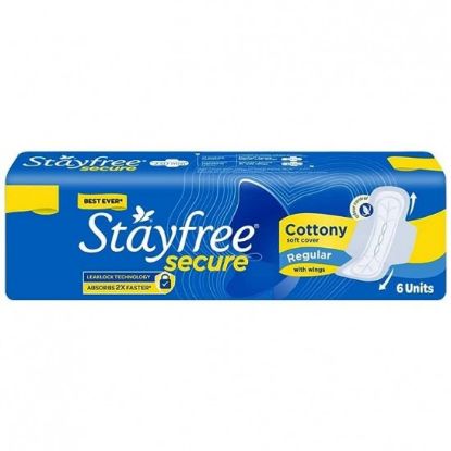 Picture of Stayfree Secure Cottony Soft Sanitary Napkin with Wings (Regular) 6 pads