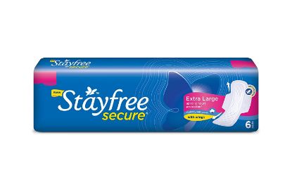 Picture of Stayfree Secure Cottony Soft Cover Sanitary Napkin with Wings (XL) 6 pads