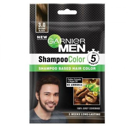 Picture of Garnier Men Shampoo Based Hair Color Brown Black (3.0) 20ml