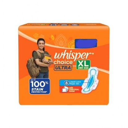 Picture of Whisper Choice Ultra Sanitary Napkin with Wings (XL) 6 pads