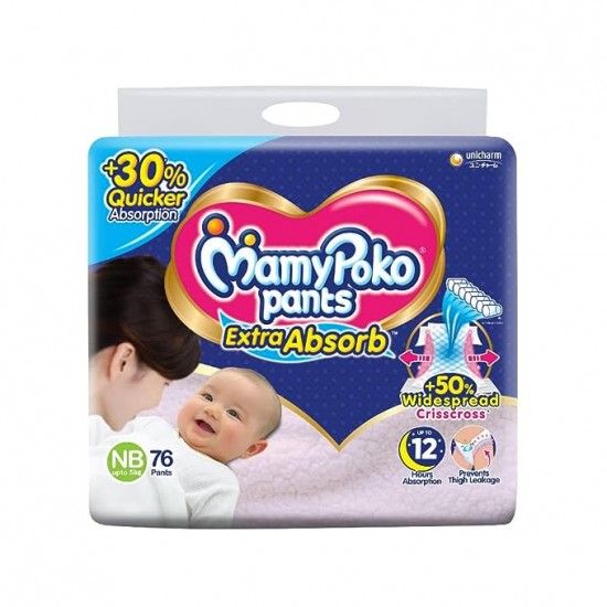 Picture of MamyPoko Extra Absorb Pants (NB) 76 count (5kg)
