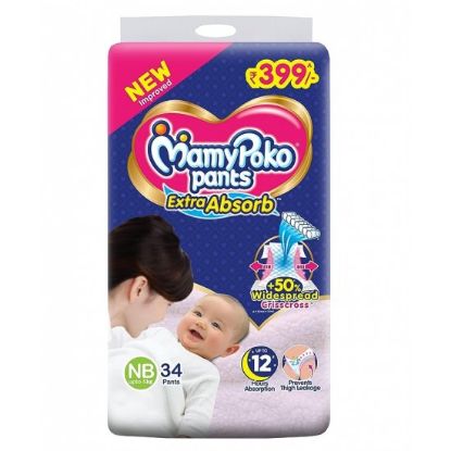 Picture of MamyPoko Extra Absorb Pants (NB) 34 count (5kg)