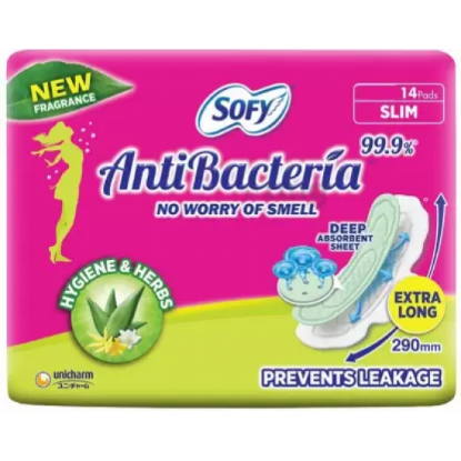 Picture of Sofy Anti Bacteria Hygiene & Herbs Slim Sanitary Pads (XL) 14 pads