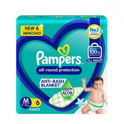 Picture of Pampers All round Protection Small Size Baby Diapers,( M) 6Pants (7~12kg)