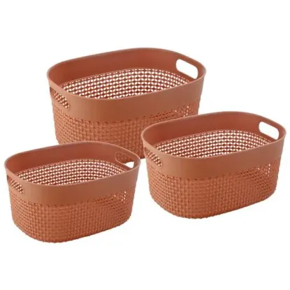 Picture of Joyo Filo Basket - Oval, No. 2, 3, 4, Plastic, High Quality, Organiser, Brown, 3 Pcs