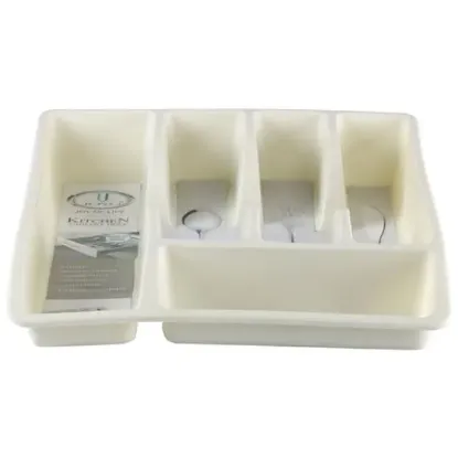 Picture of Joyo Kitchen Cutlery Tray - Plastic, High Quality Multiple Storage Ivory 1 Pc