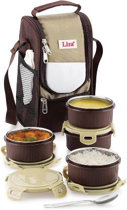 Picture of Liza Hot Fresh Airtight Leakproof Inner Steel 4 Container Lunch Box