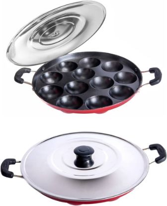 Picture of Appam Maker with 12 Cavity Non-Stick Coating and Aluminium Body and Stainless Steel Lid