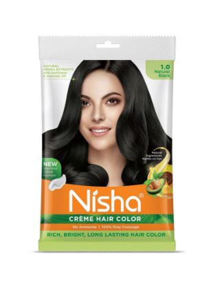 Picture of Nisha Creme Hair Color  1.0 Natural Black  20g+20ml