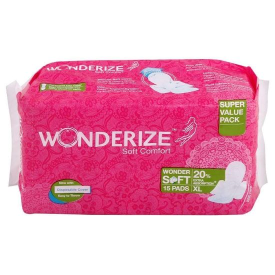 Picture of Wonderize Soft Comfort Sanitary Napkin with Wings (XL) 15 pads