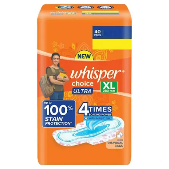 Picture of Whisper Choice Ultra Sanitary Napkin with Wings (XL) 40 pads