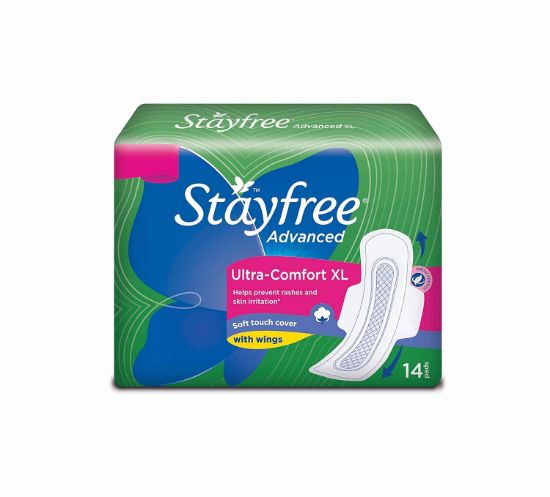 Picture of Stayfree Advanced XL Ultra Comfort Sanitary napkins with Wings (14 Count)
