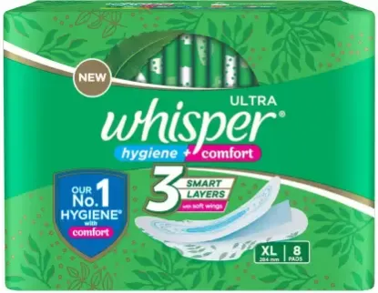 Picture of Whisper Ultra Hygiene + Comfort XL - 8 Pads