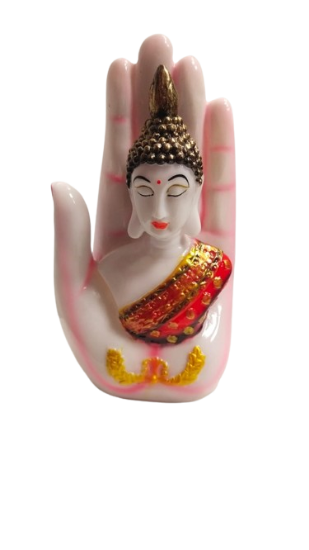 Picture of Buddha in Hand Palm Decorative Fiber Murti