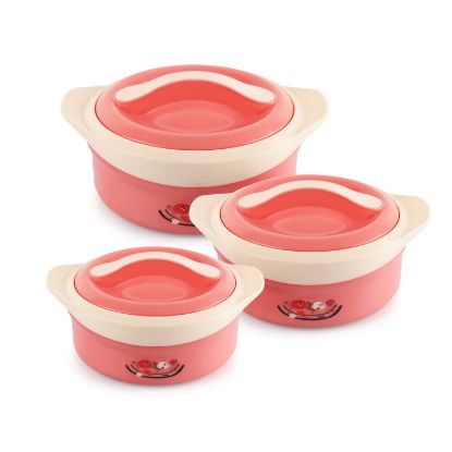 Picture of Cello Solaris Pink Plastic Insulated Casserole 500+1000+1500 ml (Set of 3)