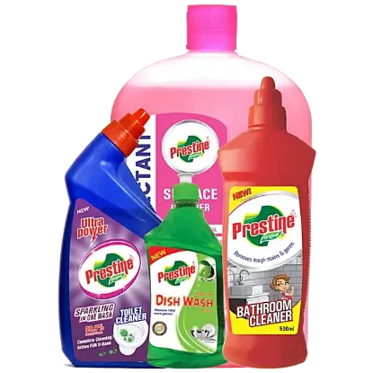 Picture of Prestine Toilet Cleaner 500ml, Surface Cleaner 1000ml, Bathroom Cleaner 500ml, Dishwash Gel 200ml Combo Pack