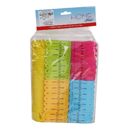 Picture of Home Style Utility Combo Cloth Clips & 10 Meter Rope (Combo Pack 22 pc)