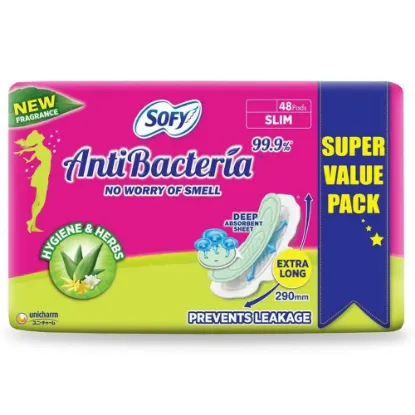 Picture of Sofy Antibacterial Hygiene & Herbs Slim Sanitary Napkins (XL) 48 Pads