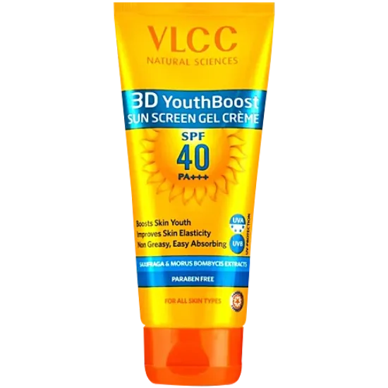 Picture of VLCC 3D Youth Boost SPF40 PA+++ Non-Greasy & Zero White Cast Sunscreen Gel Cream 100gm-125gm Extra