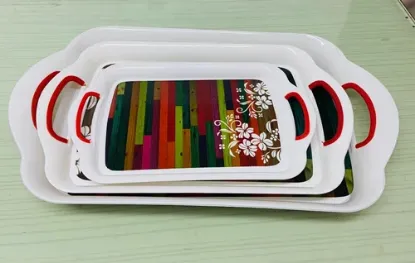 Picture of Plastic multicolor Serving Tray Set 3 pc