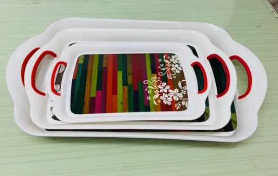 Picture of Plastic multicolor Serving Tray Set 3 pc