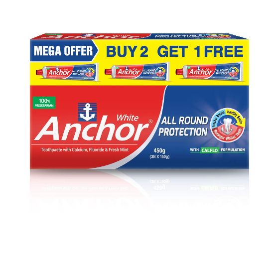 Picture of Anchor All Round Protection White Toothpaste 450gm (150g x 3)