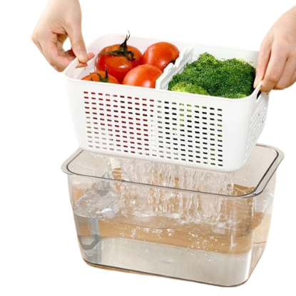 Picture of Fridge Storage Box Refrigerator Vegetable Fruits Storage Box Drain Basket Storage Containers