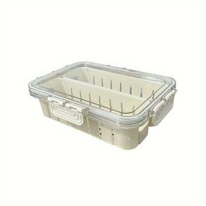 Picture of Plastic storage containers with 2 dividers kitchen Transparent storage box