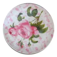 Picture of Pink & Green Round  Floral Melamine Plates For Hotel 1pc