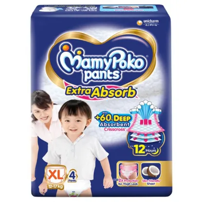 Picture of MamyPoko Extra Absorb Diaper Pants (XL) 4 Pants (12~17kg)