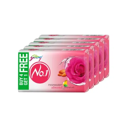 Picture of Godrej No.1 Rosewater & Almonds Soap 100g ( Buy 4 Get 1 Free )