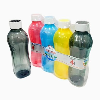Picture of SPI Iceland Plastic Water Bottle Size: 1 LTR. (Multi-Colour) 4 Pcs.