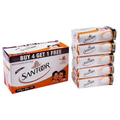 Picture of Santoor Sandal & Almond Milk Soap 125 g (Buy 4 Get 1 Free)
