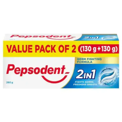 Picture of Pepsodent 2 in 1 Germ Fighting Formula Toothpaste 130 gm (Pack of 2)