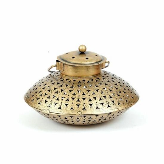 Picture of Desert Art Handpainted Iron Jali Golden Pot Degchi T Light