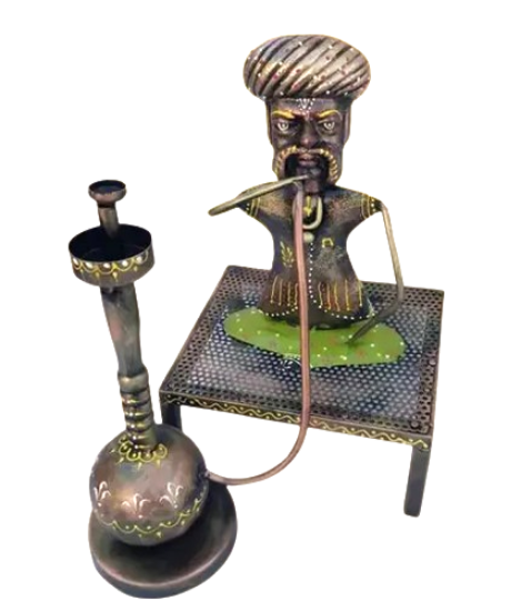 Picture of Metal Rural Man with Hukka Showpiece