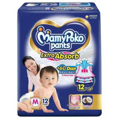 Picture of MamyPoko Extra Absorb Pants (M) 12 count (7 - 12 kg)