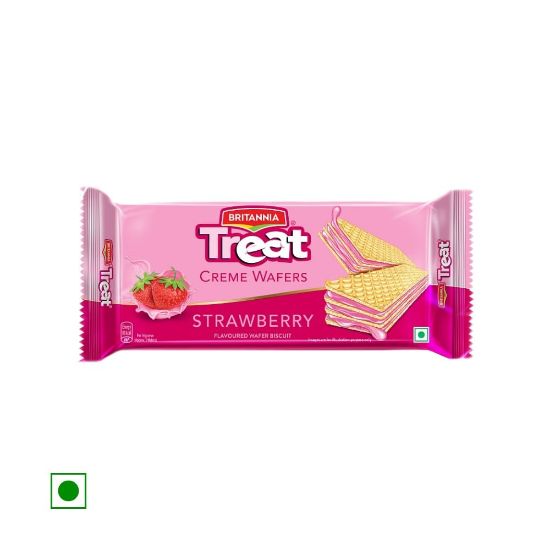 Picture of Britannia Treat Strawberry Creme Wafers Biscuits 55 gm