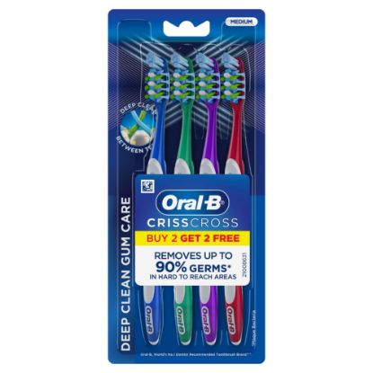 Picture of Oral-B Crisscross Deep Clean Gum Care Buy 2 Get 2 Free Medium Tooth Brush Combo Pack