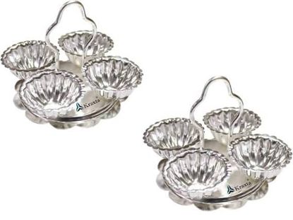 Picture of Stainless Steel Haldi Kumkum Karanda Rice Holder and Rangoli Powder Holder Stainless Steel  (1 Pieces, Silver)