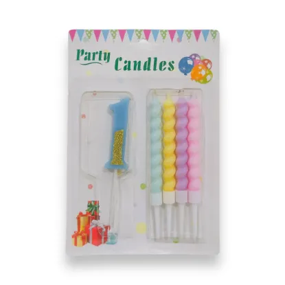 Picture of Party Candle 4 Single and Number Four Candle 5 Pc Set